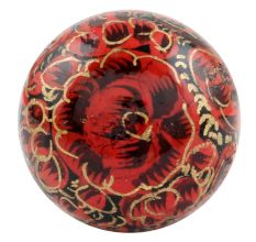 Maroon Black Floral Hand Painted Kashmiri Indian Cabinet Knobs